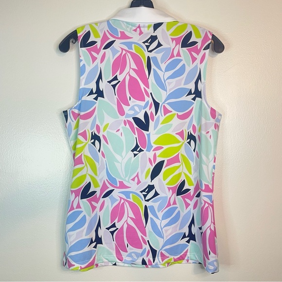 Tommy Bahama Golf Sleeveless 1/4 Zip Front Palm Leaf Top - Picture 4 of 4